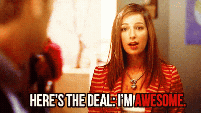 Woman Says Here's The Deal I'm Awesome In Front Of Man GIF