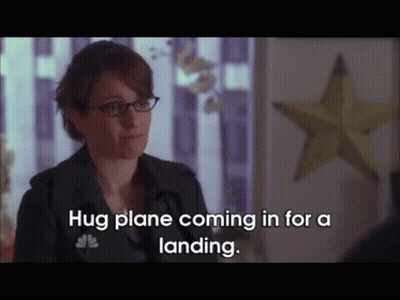 Woman Says Hug Plane Coming In For A Landing In Front Of Star GIF