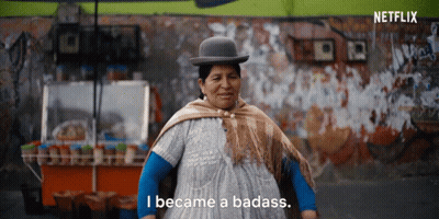 Woman Says I Became A Badass In Front Of Netflix Banner GIF
