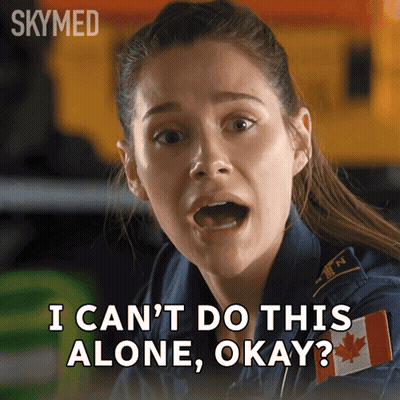 Woman Says I Can't Do This Alone In Front Of Canadian Flag GIF