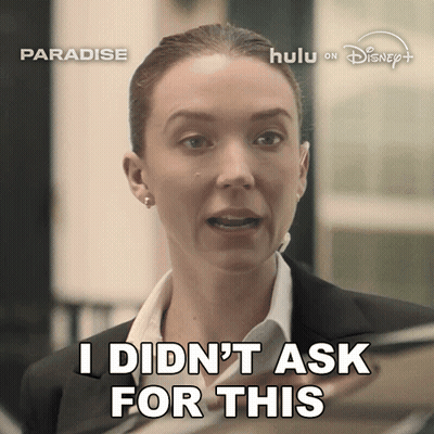 Woman Says I Didn't Ask For This In Front Of Paradise Sign GIF