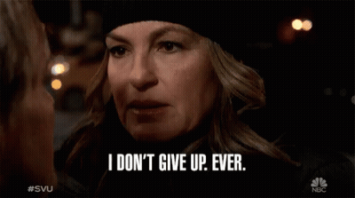 Woman Says I Don't Give Up Ever GIF