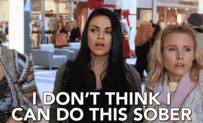Woman Says I Don't Think I Can Do This Sober In Shopping Mall GIF