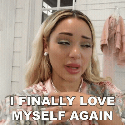 Woman Says I Finally Love Myself Again In Mirror GIF