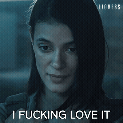 Woman Says I Fucking Love It In Front Of Lioness Logo GIF
