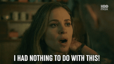 Woman Says I Had Nothing To Do With This In Front Of Man GIF