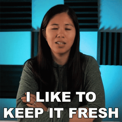 Woman Says I Like To Keep It Fresh Checkered Background GIF