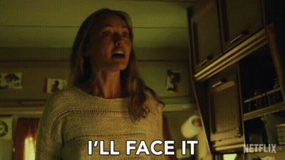 Woman Says I'll Face It In Front Of Netflix Logo GIF