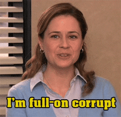 Woman Says I'm Full-On Corrupt In Yellow Letters GIF