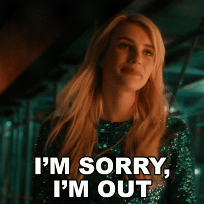 Woman Says I'm Sorry I'm Out GIF