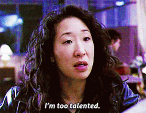 Woman Says I'm Too Talented In Front Of Purple Background GIF