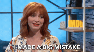Woman Says I Made A Big Mistake In Front Of IMDb Sign GIF
