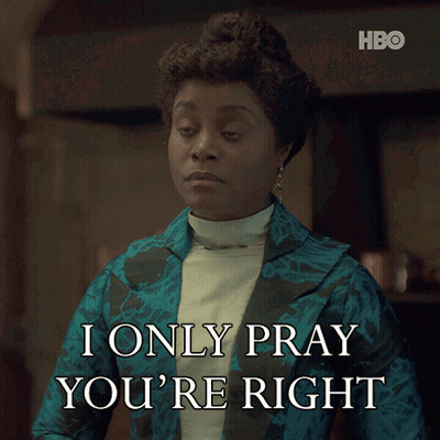 Woman Says I Only Pray You're Right In Blue Jacket GIF