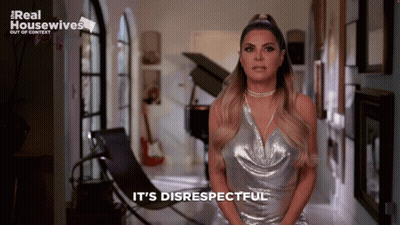 Woman Says It's Disrespectful In Front Of Real Housewives Logo GIF