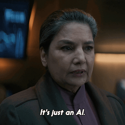 Woman Says It's Just An Al In Front Of Monitor GIF