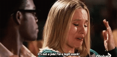 Woman Says It's Not A Joke I'm A Legit Snack In Front Of Man GIF