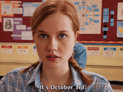 Woman Says It's October 3Rd In Classroom GIF