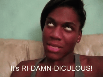 Woman Says It's Ri-Damn-Diculous On Couch GIF