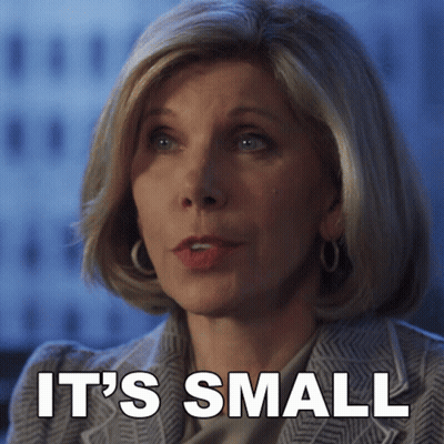 Woman Says It's Small In Front Of Building GIF