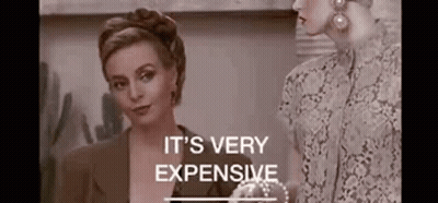 Woman Says It's Very Expensive In Black And White Photo GIF