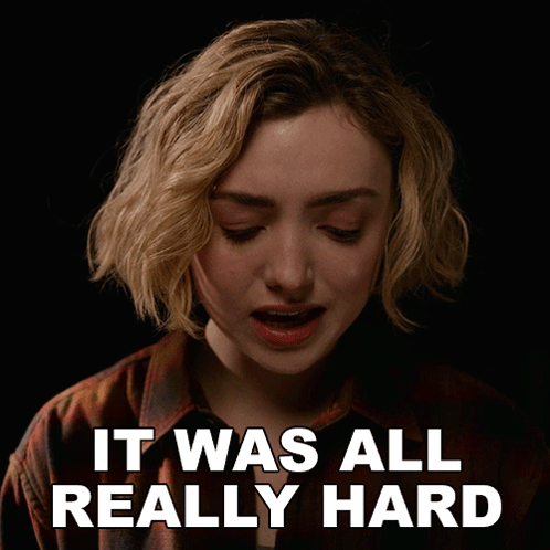 Woman Says It Was All Really Hard On Black Background GIF