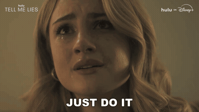 Woman Says Just Do It In Front Of Hulu Advertisement GIF