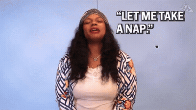 Woman Says Let Me Take A Nap Blue Wall GIF