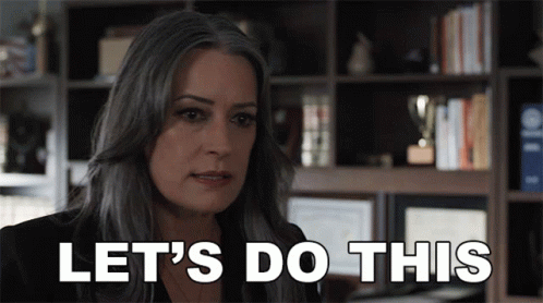 Woman Says Let's Do This In Library GIF