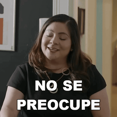 Woman Says No Se Preocupa In White Letters GIF
