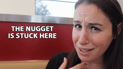 Woman Says Nugget Is Stuck Here GIF