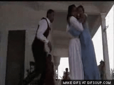 Woman Says Oh Scout's Honor In Front Of Fence GIF