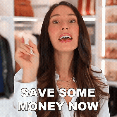 Woman Says Save Some Money In Front Of Wardrobe GIF
