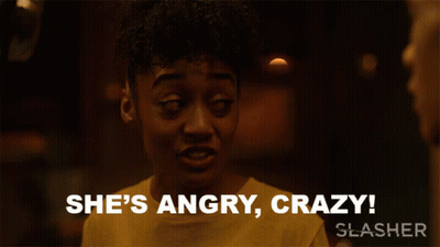 Woman Says She's Angry Crazy In Slasher Ad GIF