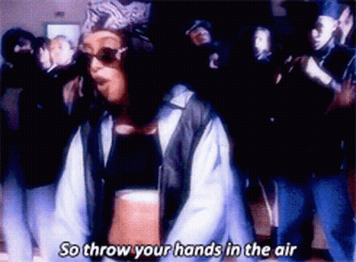 Woman Says So Throw Your Hands In The Air GIF