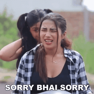 Woman Says Sorry Bhai Sorry To Woman On Motorcycle GIF
