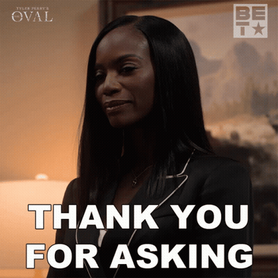 Woman Says Thank You For Asking Tyler Perry's Oval GIF