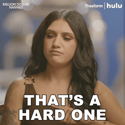 Woman Says That's A Hard One In Front Of Million Dollar Nannies Ad GIF
