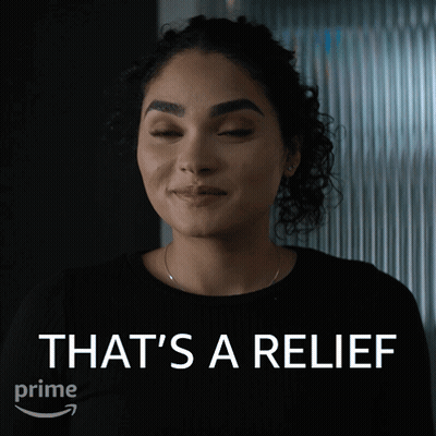 Woman Says That's A Relief Near Amazon Logo GIF