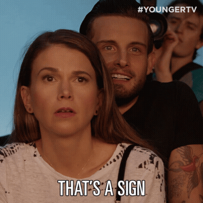 Woman Says That's A Sign Man Looks On GIF