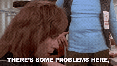 Woman Says There's Some Problems Here To Man In Blue Shirt GIF