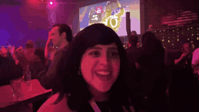 Woman Says We're In Front Of Large Screen GIF