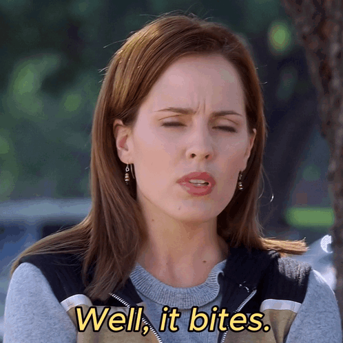 Woman Says Well It Bites With Funny Face GIF