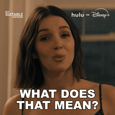 Woman Says What Does That Mean In Front Of Hulu Logo GIF