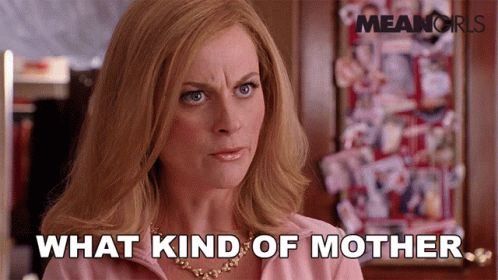 Woman Says What Kind Of Mother In Front Of Mean Girls Poster GIF