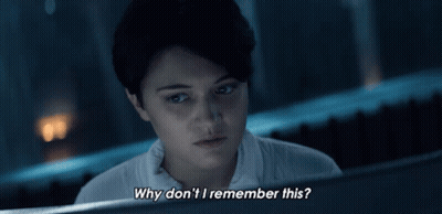 Woman Says Why Don't I Remember This In Dark Room GIF