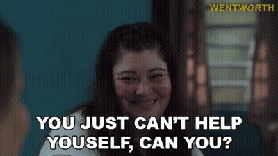 Woman Says You Can't Help Yourself, Can You? GIF