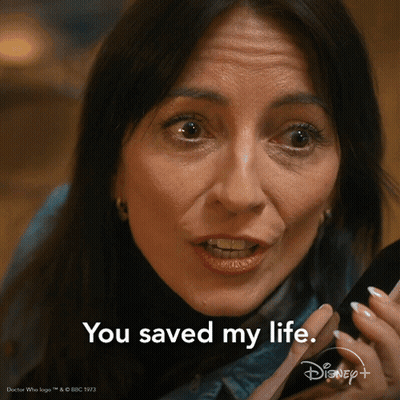 Woman Says You Saved My Life Disney+ Ad GIF