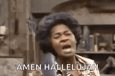 Woman Screaming Amen Hallelujah On Phone GIF