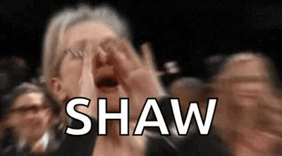 Woman Screaming In Front Of Crowd With Word Shaw GIF