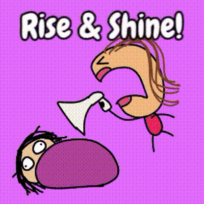 Woman Screaming Into Megaphone Rise & Shine GIF